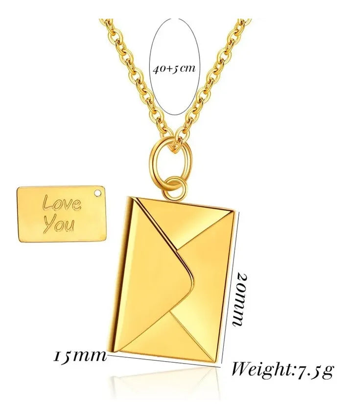 Collar Carta de Amor "Love You"💌 (Acero Inoxidable)