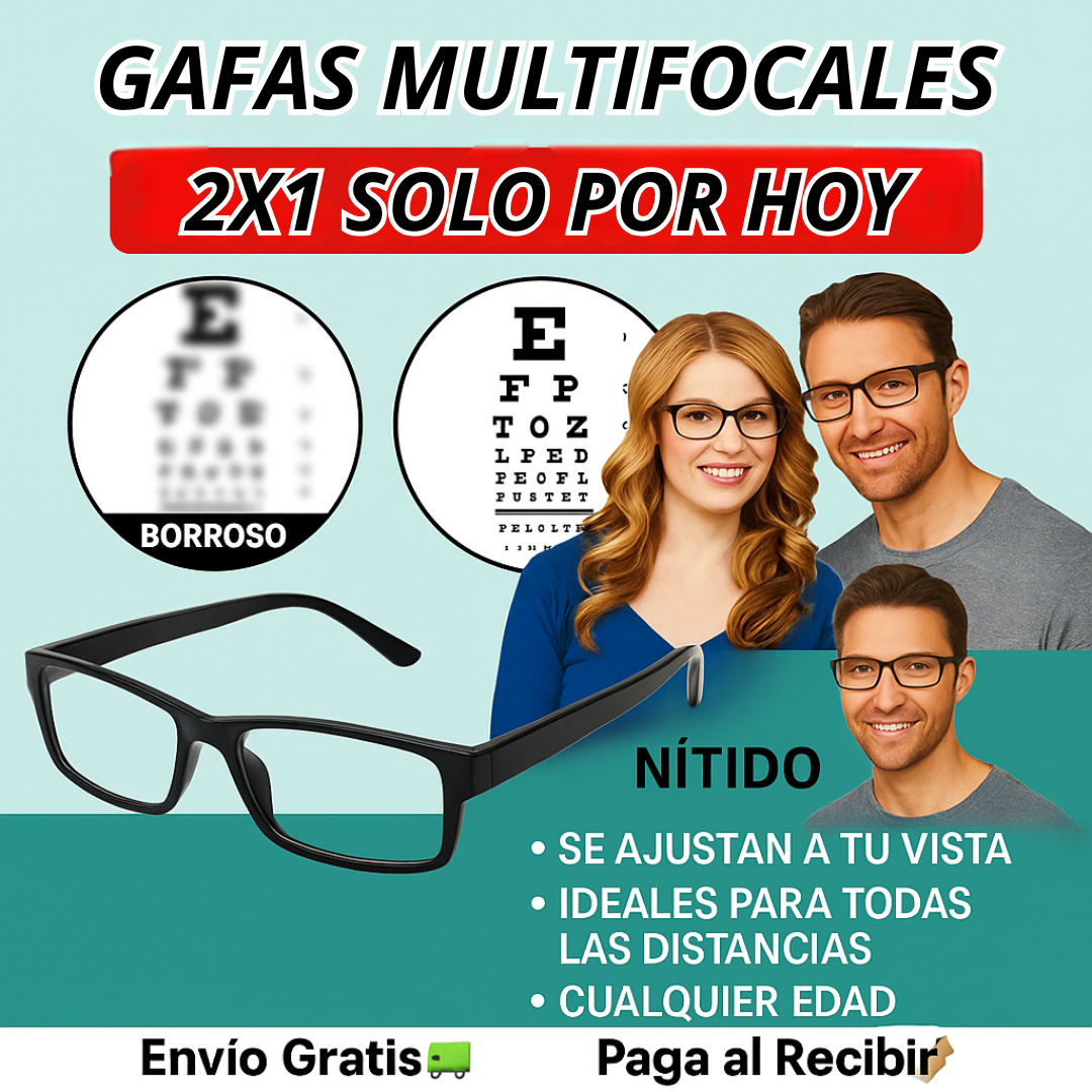 2x1 Gafas Inteligentes de Lectura Multifocales (Aumento Automático de 0.5 a 2.5)