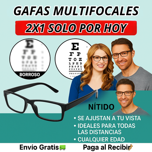 2x1 Gafas Inteligentes de Lectura Multifocales (Aumento Automático de 0.5 a 2.5)