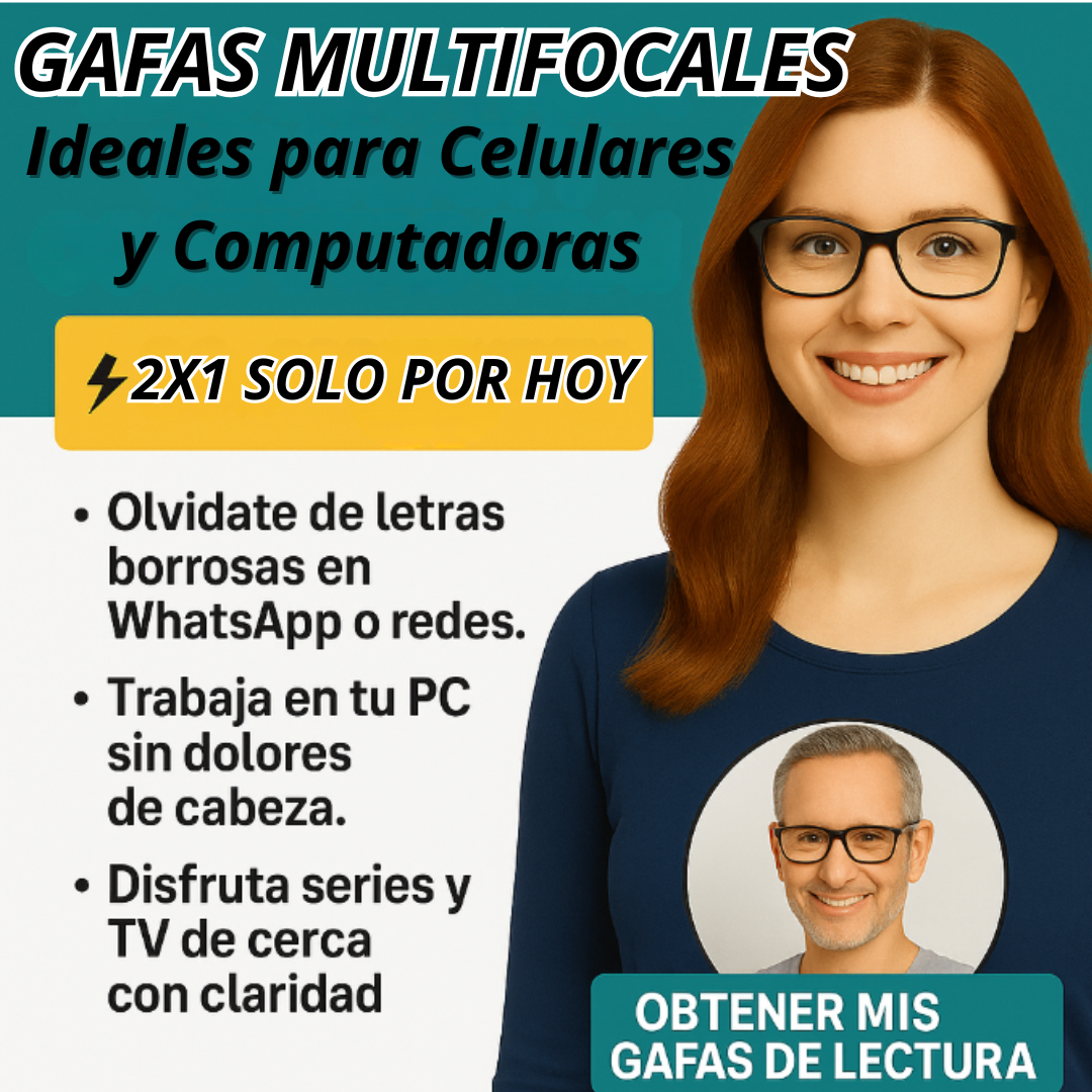 2x1 Gafas Inteligentes de Lectura Multifocales (Aumento Automático de 0.5 a 2.5)