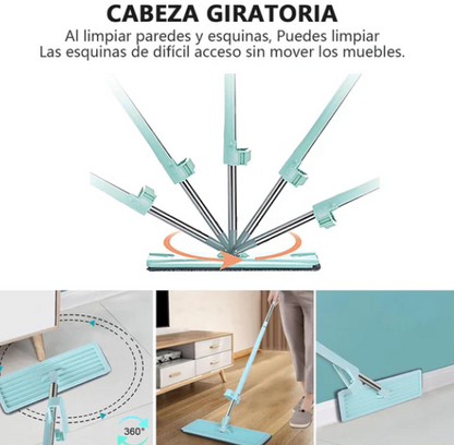 Trapeador 360° + Cubeta Integrada (Compra hoy y recibe spray limpiador multiusos GRATIS)