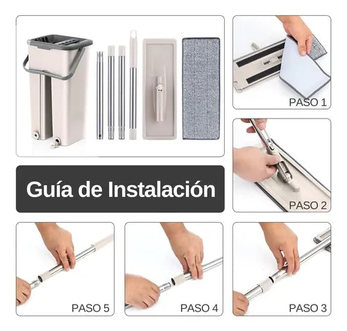 Trapeador 360° + Cubeta Integrada (Compra hoy y recibe spray limpiador multiusos GRATIS)