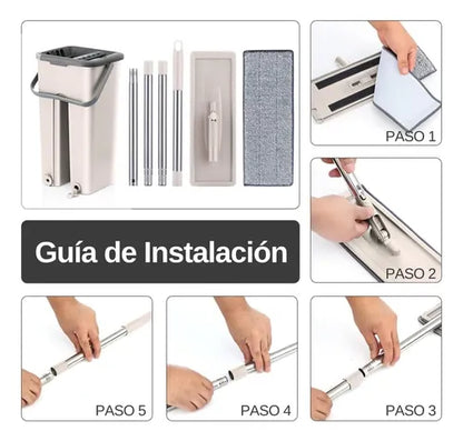 Trapeador 360° + Cubeta Integrada (Compra hoy y recibe spray limpiador multiusos GRATIS)