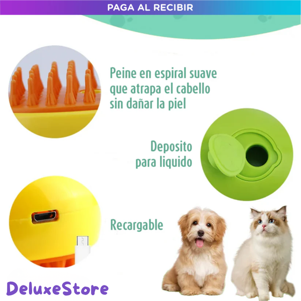 Cepillo Vapor Pelos para Mascotas