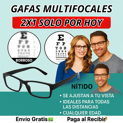 2x1 Gafas Inteligentes de Lectura Multifocales (Aumento Automático de 0.5 a 2.5)
