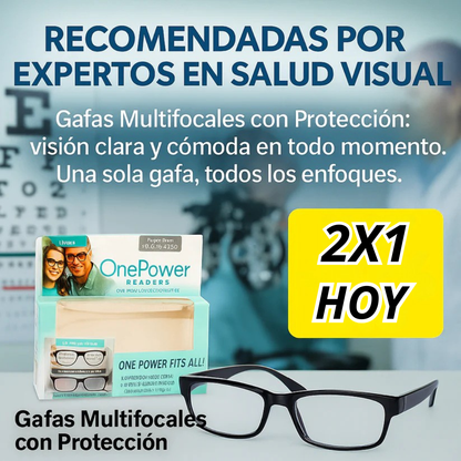 2x1 Gafas Inteligentes de Lectura Multifocales (Aumento Automático de 0.5 a 2.5)
