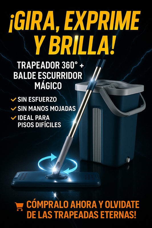 Trapeador 360° - Sistema de Limpieza Total + Cubeta Integrada